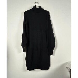 J.Crew Womens Turtleneck Sweater Dress in Supersoft Yarn Black Medium AD080 New